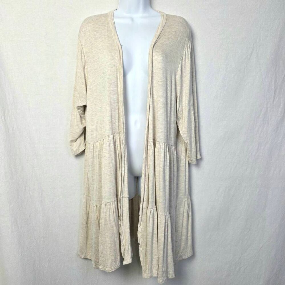 Chic Soul Cream Tiered Kimono Cardigan 1XL